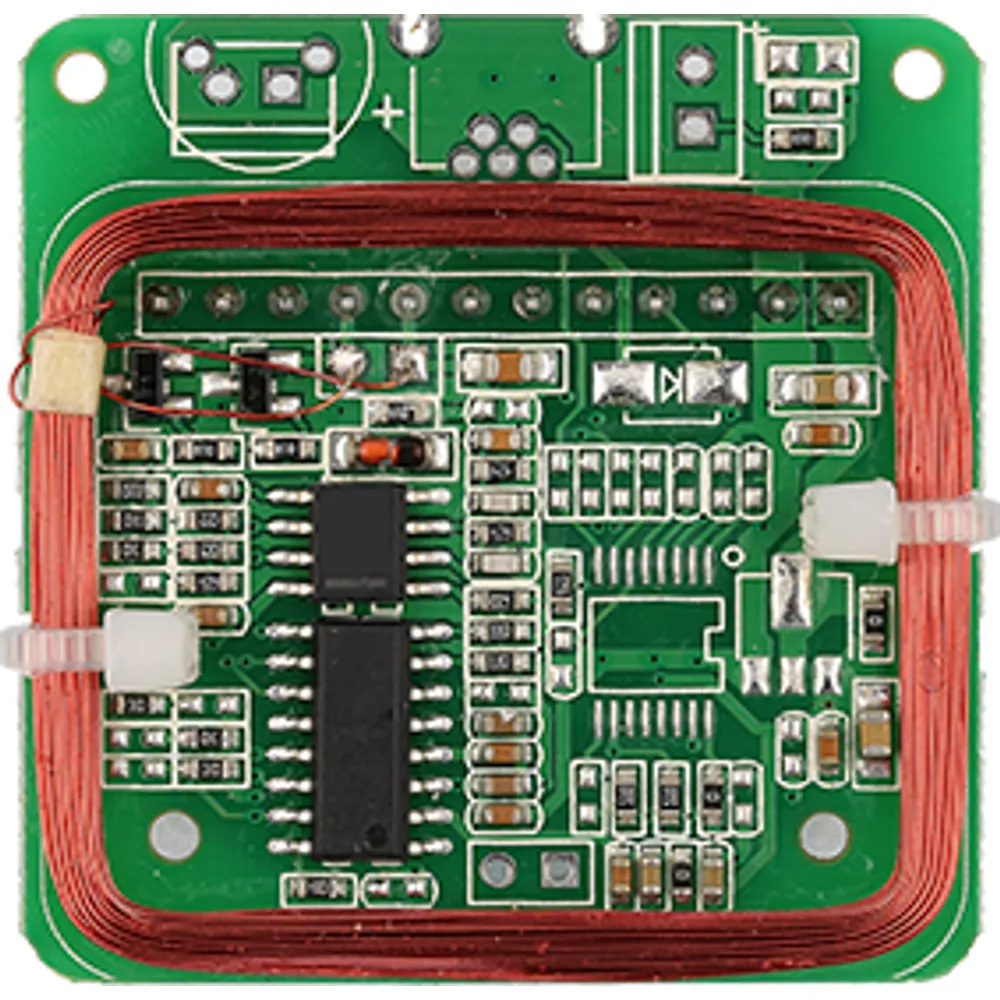 40 × 40 mm 125 kHz EM4100 reader module with copper coil antenna fixed around the board, top view