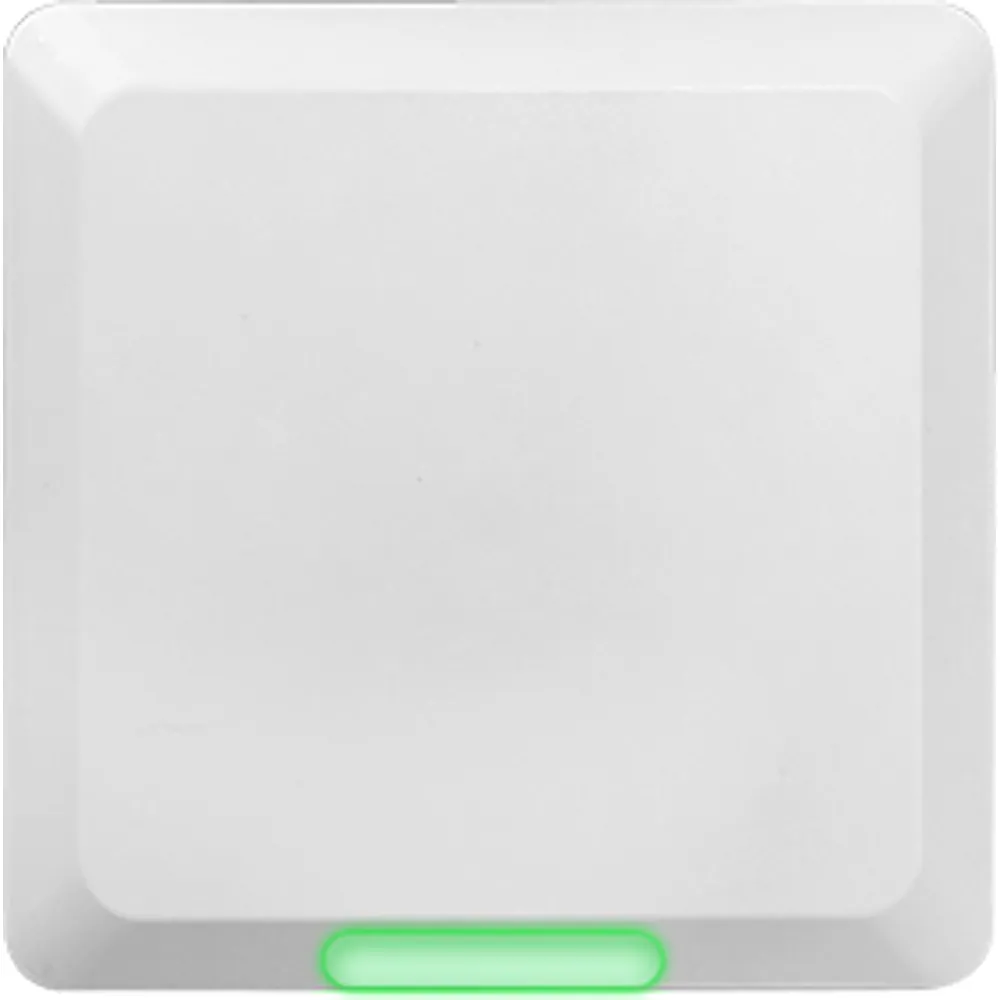 220 mm mid-range UHF RFID reader with green status light, front view