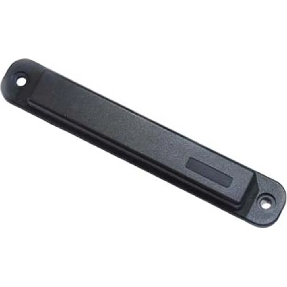 Black bar-shaped ABS on-metal UHF RFID tag, 135 × 22 mm, with a mounting hole at each end
