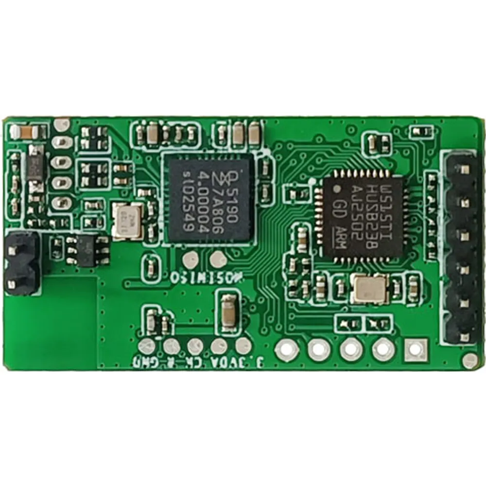 30 × 16 mm BLE and dual-frequency RFID module, top view with 6-pin header