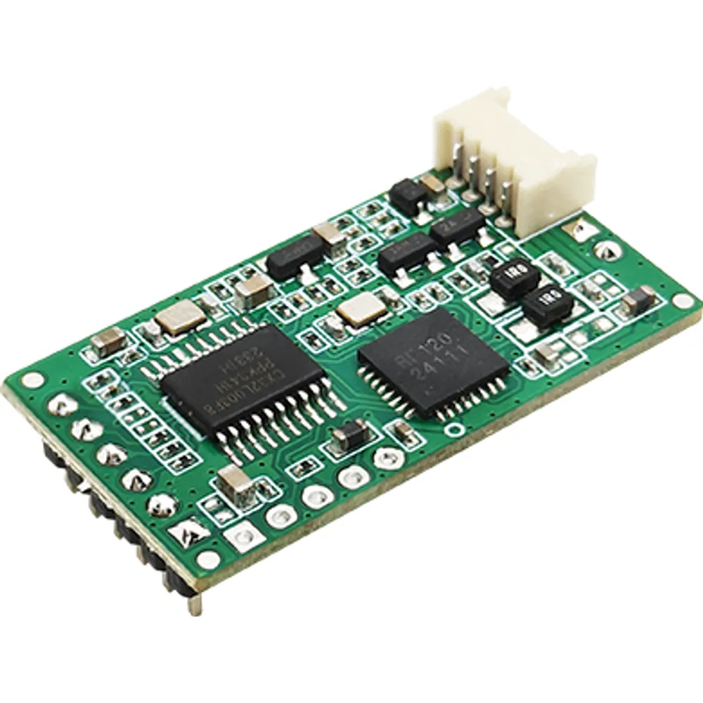 30 × 16 mm dual-frequency 125 kHz + 13.56 MHz RFID module with pin header and antenna connector