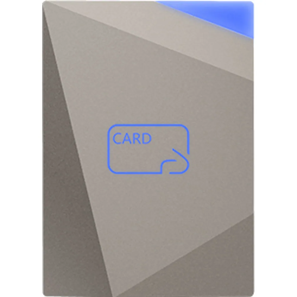 CR-310 industrial RFID card reader, faceted gray metal front with blue corner LED