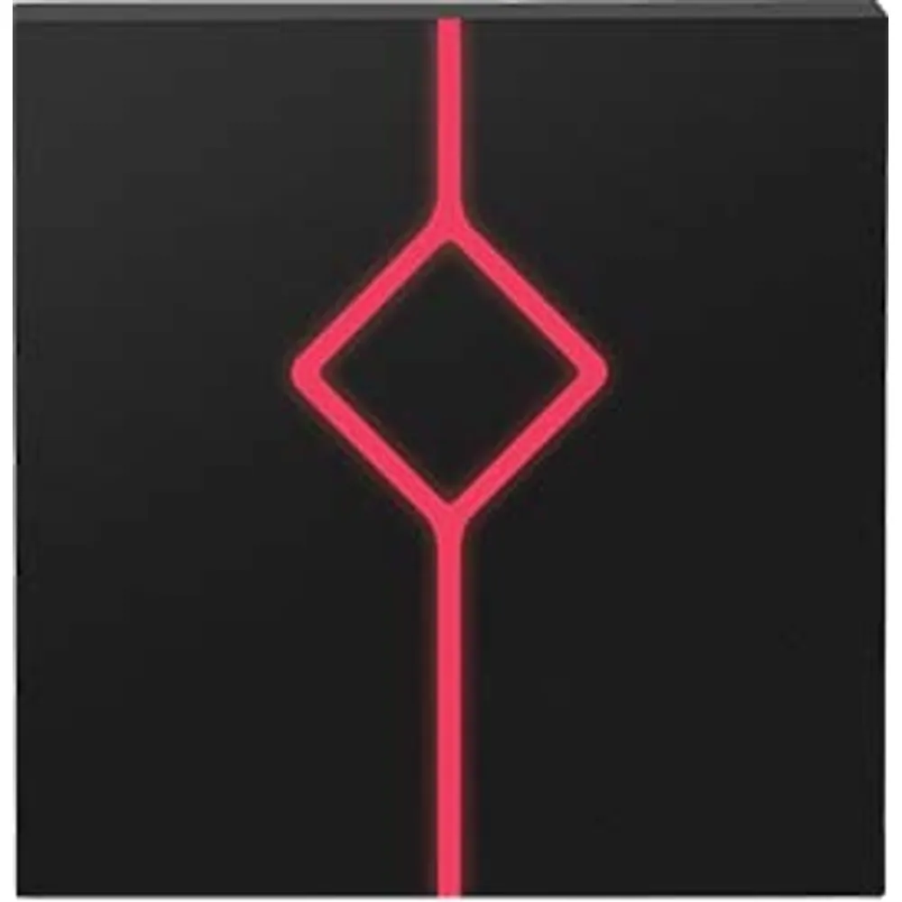 CR-250 square IP67 card reader, black face with red diamond light strip, front view
