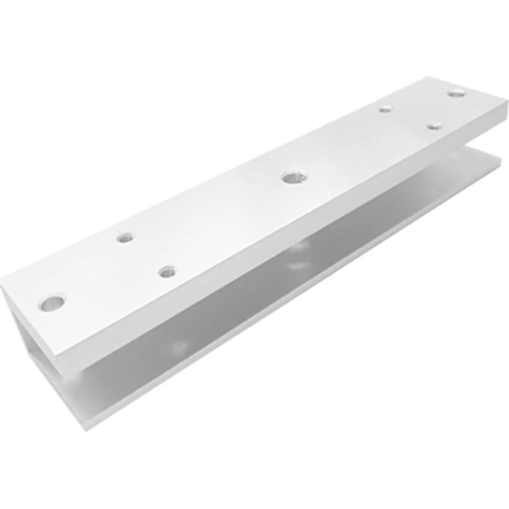 Sandblasted aluminum U bracket for mounting a maglock armature on frameless glass