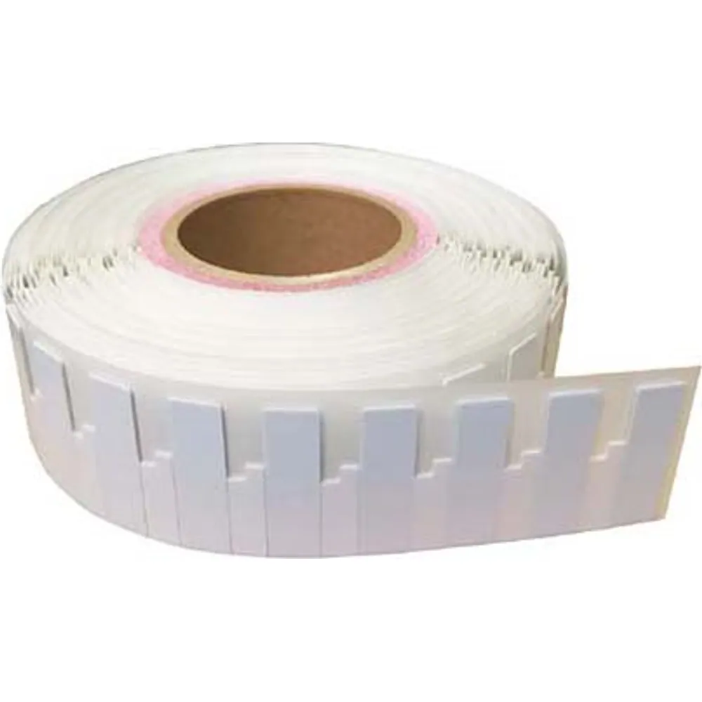Roll of narrow white printable anti-metal UHF RFID labels, 55 × 15 mm