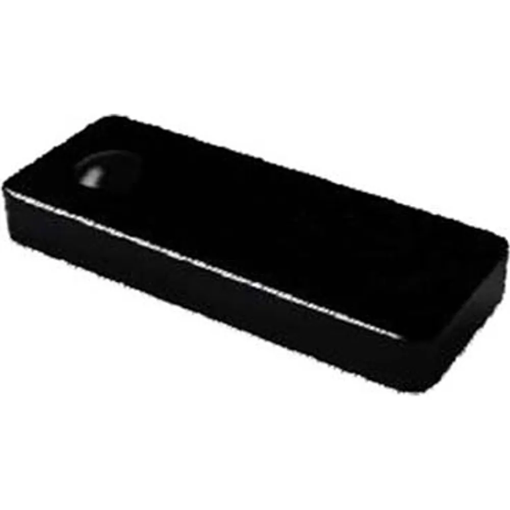 Slim black rectangular ceramic UHF RFID tag, 23 x 9 mm, with raised potting dome at one end